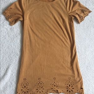 Faux suede cutout dress
